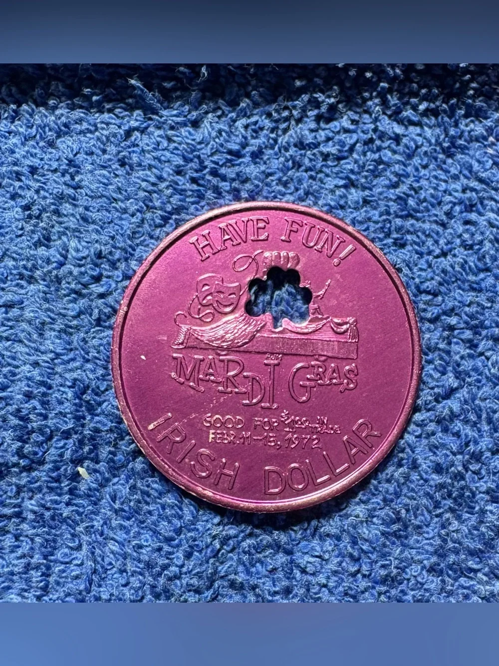 Pat O'Brien's New Orleans Mardi Gras Doubloon Irish Dollar 1972 Aluminum